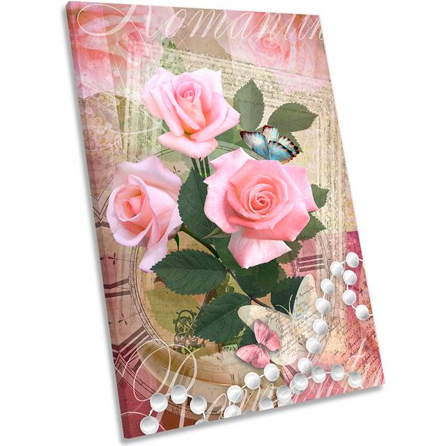 Three Pink Roses Floral Flower - Wrapped Canvas Photograph (137.2cm H x 91.4cm W x 4cm D)