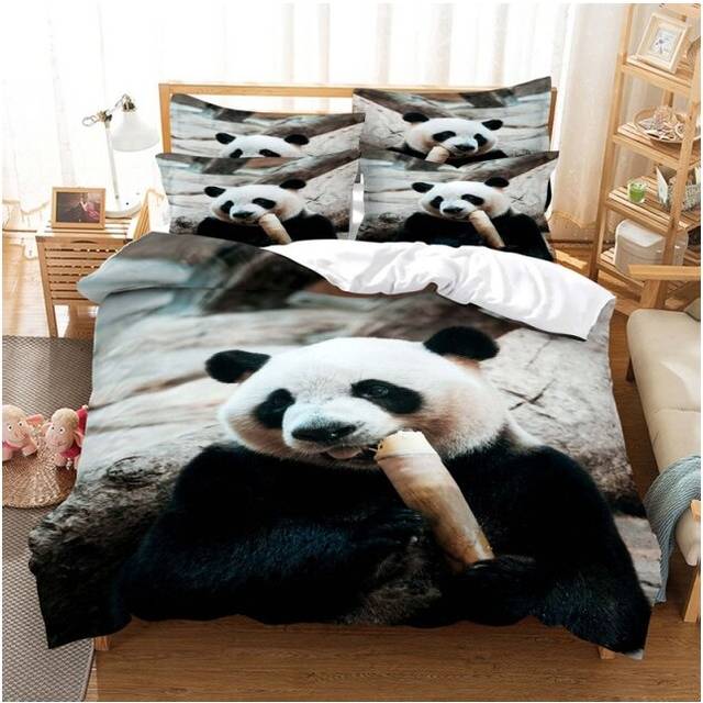 (Style 02, Double) Panda 2/3PCS Bedding Single Double Duvet Cover Set