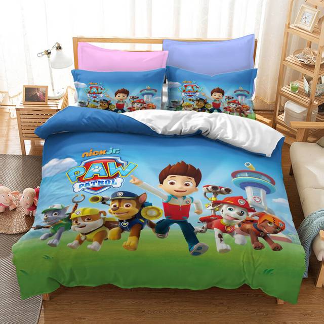 (Style 19, Single (135X200CM)/2PCS) Paw Patrol Dog Bedding Single Double Duvet Cover