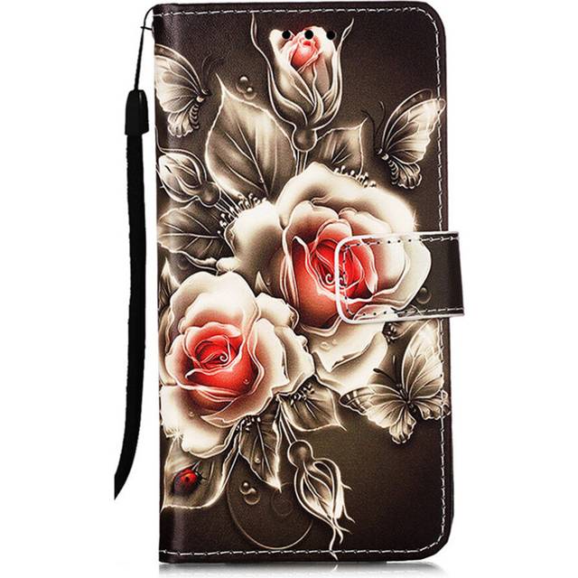 Wallet Flip Case + Strap for Samsung Galaxy S20 Luxury Flower Panda Card Stand PU Leather Cover Cases