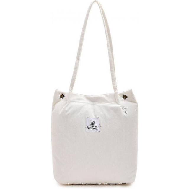 Women's Large Size Canvas Shoulder Casual Tote Bag(white)