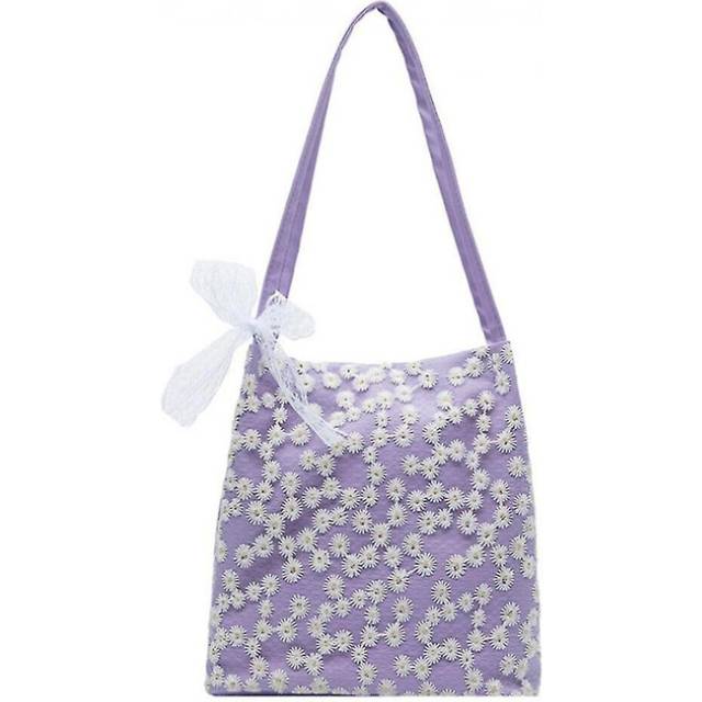 Fashion Women Lace Bucket Shoulder Shopping Bag Casual Ladies Daisy Flower Large Capacity Tote Handb