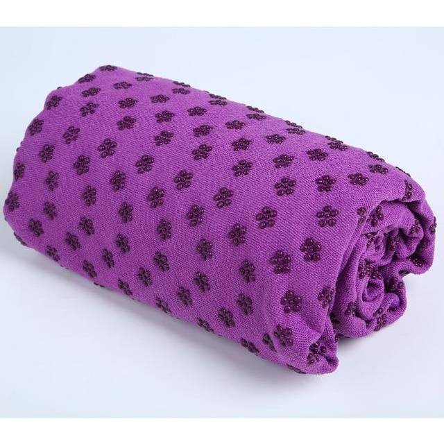 (Purple) Soft Yoga Mat Non Slip Towel Pvc Floral Printed Fitness Equipment Home Gym