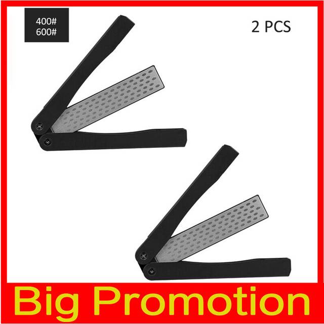 (a-biack 2pcs) Diamond sharpener Portable Double Side Whestone for Pocket Folding Knife Sharpening Stone Sharpener Suitable for outdoor