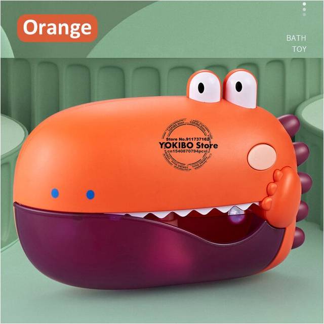 (Dinosaur YL no Box) Baby Bath Toys Bubble Machine Duck Crabs Frog Music Kids Bath Toy