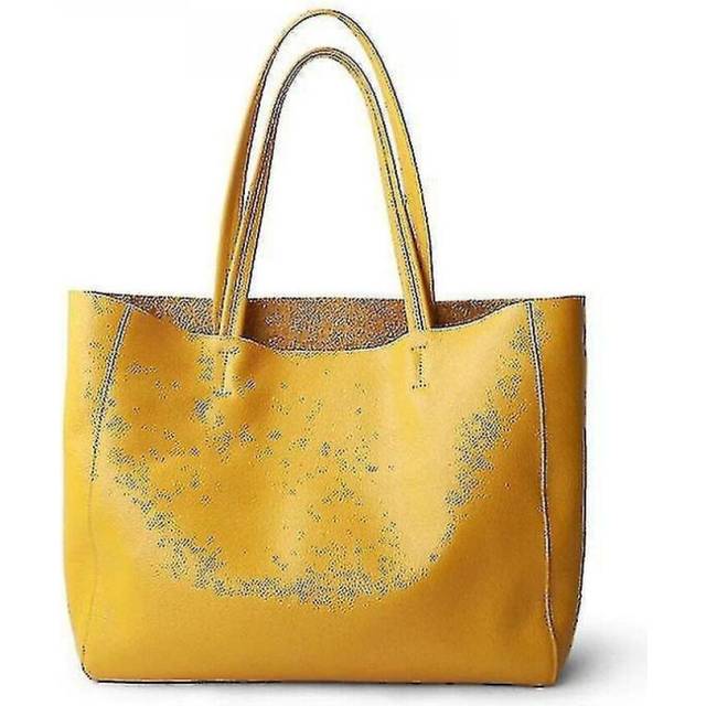 Women Luxury Bag Casual Tote Female Yellow Fashion Shoulder Leather Shoulder Shopping Bag(yellow)