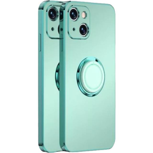 Case for iphone 13 pro in green luxury plating magnetic car ring