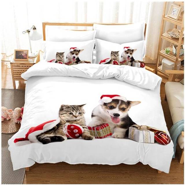 (Style 09, Single) 3D Cat Printed Bed Duvet Set Quilt Pillow Cover
