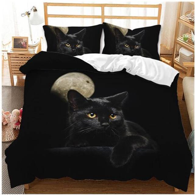(Pattern 06, Double) Bedding Single Double 3D Cat Duvet Cover Set