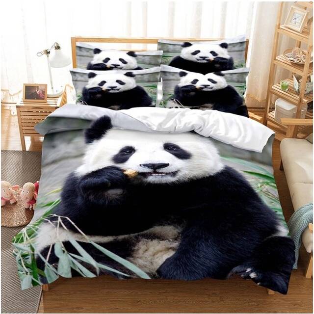 (Style 04, Double) Panda 2/3PCS Bedding Single Double Duvet Cover Set