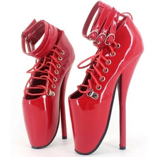 (EUR42 27.2cm, Red) Womens Ankle Strap Ballet Stilettos High Heel Pointy Toe Sexy Clubs Dance Shoes