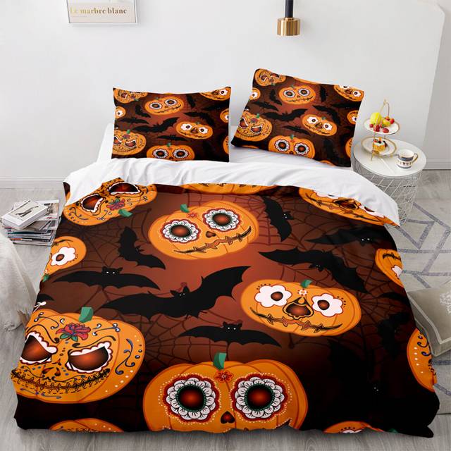(Pattern 18, King) 3D Pumpkin Bedding Single Double Duvet Cover Halloween