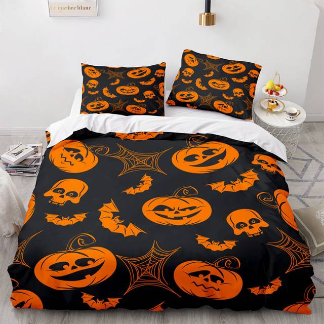 (Pattern 05, Single) 3D Pumpkin Bedding Single Double Duvet Cover Halloween