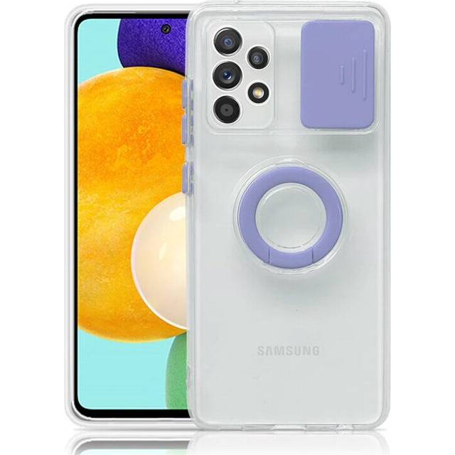 Compatible With Samsung A42 SM-A426B 5G - Purple Case With Camera Protection Hand Ring