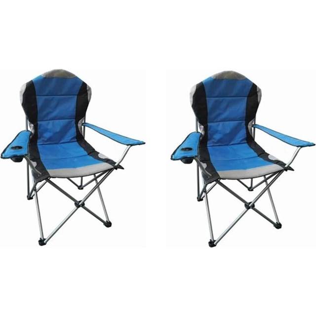 (Blue, 2 Chairs) Hyfive Folding Camping Chairs Heavy Duty Padded