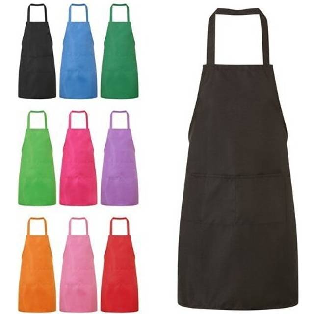 (Green) Cooking Kitchen Plain Apron With Twin Pockets