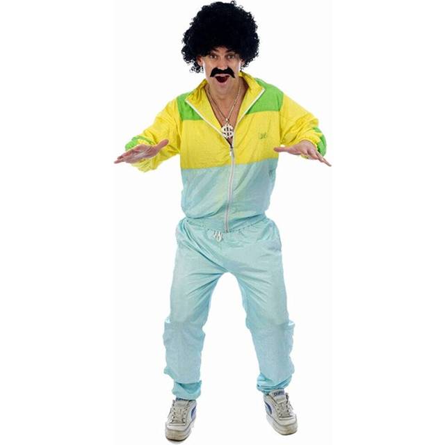 Adult Men's Funny, 80's Scouser, Chav Shell Suit Fancy Dress Costume. One Size Costume But Usually Fits Mens Small, Medium, Large and XL. Perfect For