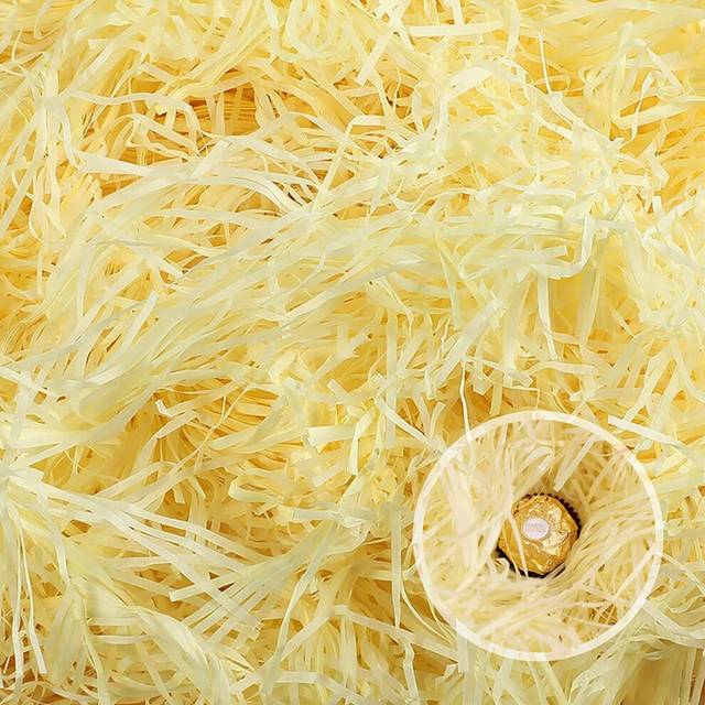 1kg Large Creamy Shredded Kraft Tissue Paper for Filling Christmas Easter Gift Hampers Yellow