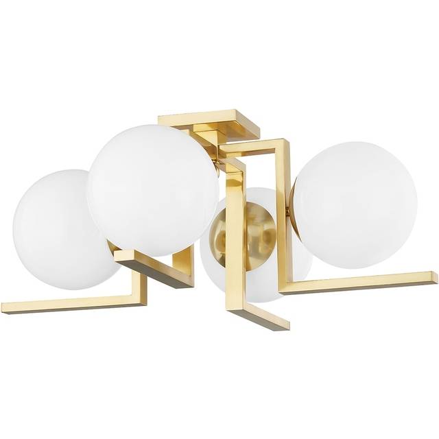 Tanner 4 Light Flush Mount Brass, Glass, 2700K