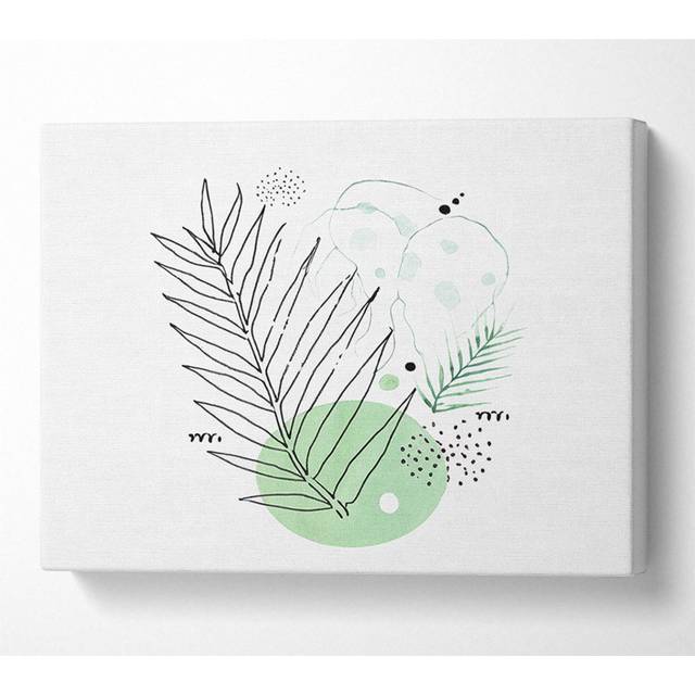 Fern Line Drawing Canvas Watercolour - White;Green;Multicolour (50.8cm H x 81.3cm W x 10cm D)