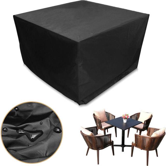 KING DO WAY 125*125*74CM Cube Garden Furniture Cover Rattan Table Set Cover 600D Heavy Duty Oxford Fabric Patio Set Cove