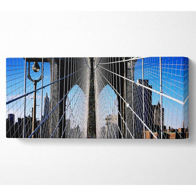 Structure Of Brooklyn Bridge Framed Print - Wrapped Canvas (40.6cm H x 101.6cm W x 10cm D)