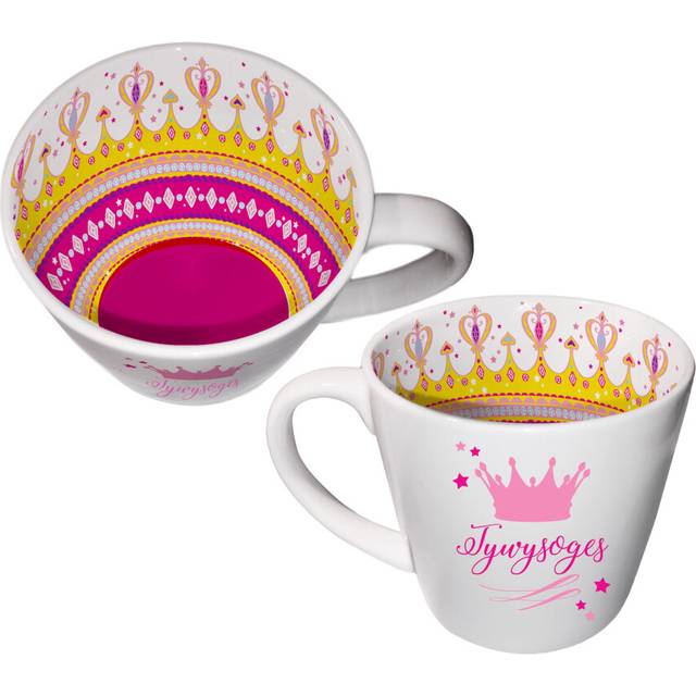 Inside Out Mug Tywysoges Welsh Novelty Ceramic Tea Cup Princess Coffee Crown