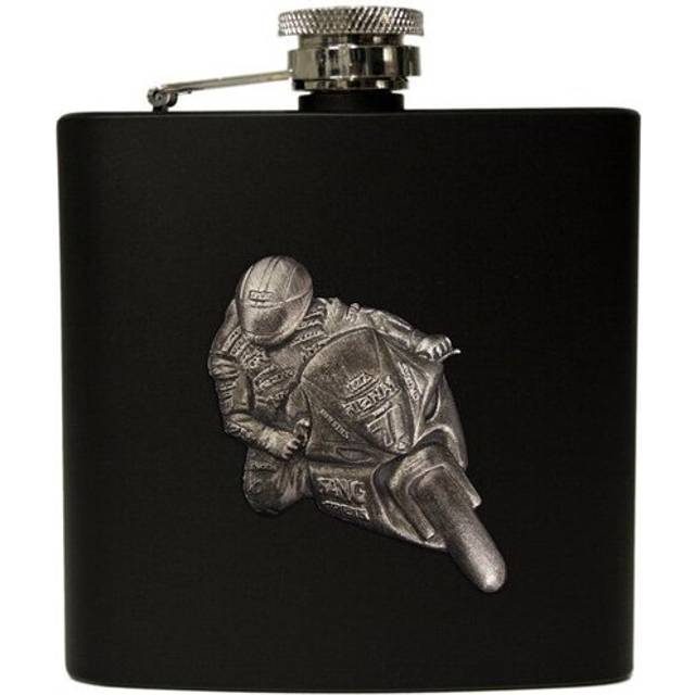 6oz Stainless steel biker hip flask (black)
