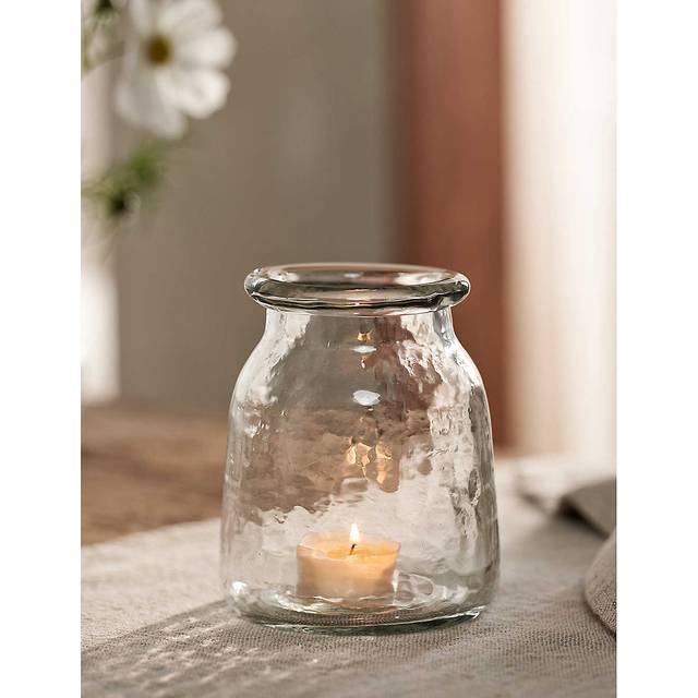 The White Company Jago Medium Hammered-glass Tealight Holder 13cm 1 Size - CLEAR