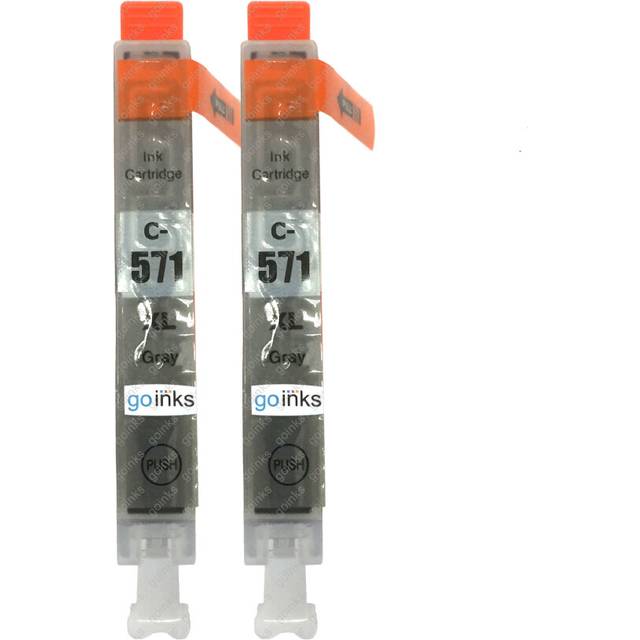 2 grey cli-571gy xl compatible ink cartridge for canon pixma printers - go inks