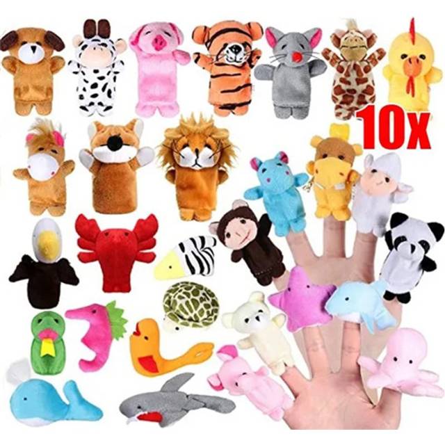 10 Pcs Finger Puppets Set Animal Plush Toys for Easter Party Favors