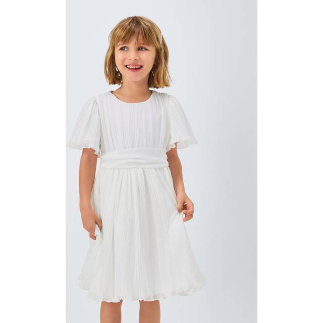 John Lewis Heirloom Collection Kids' Plisse Bridesmaid Dress, Ivory