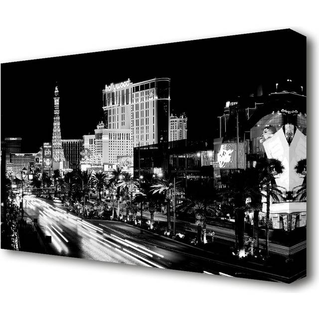 Paris Roads Night Lights Black and White - Wrapped Canvas Photograph Print (66 cm H x 101.6 cm W x 4.4cm D)