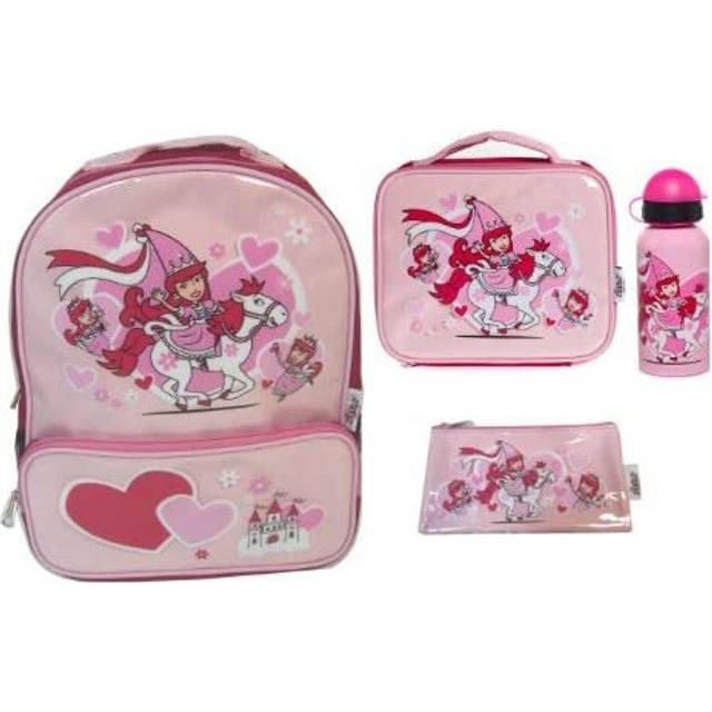 Bugzz Kids Stuff Children's School Bag Set Backpack, Pencil Case, Lunch Bag and Drinks Bottle (Princess)