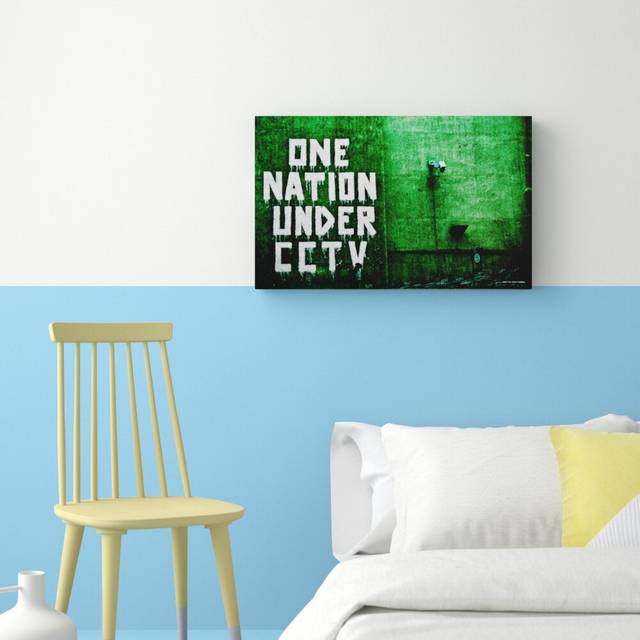 'One Nation under Cctv Green' - Wrapped Canvas Graphic Art Print (66 cm H x 101.6 cm W)