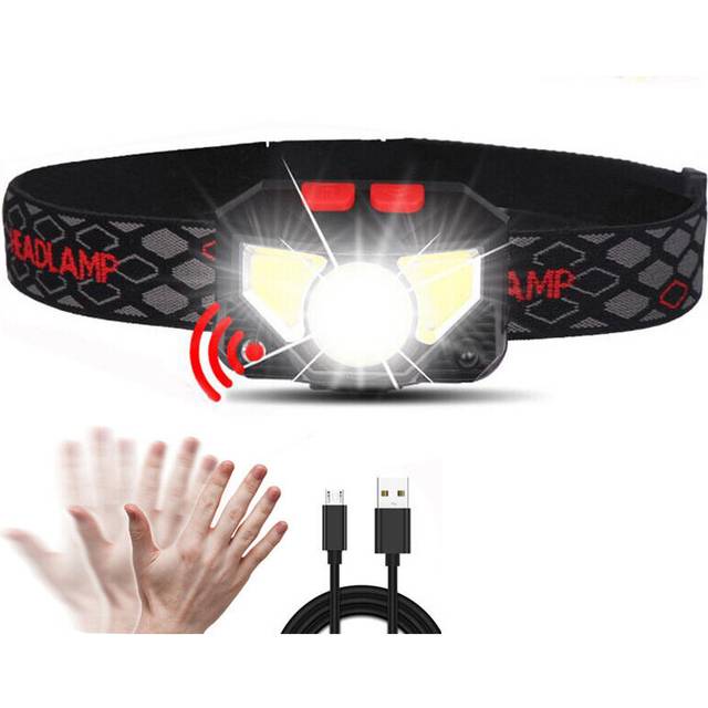 XANES W826A 650LM XPG+2xCOB LED Induction Sensor Headlamp USB Charging 6 Modes Waterproof Double Switch Fishing Light Flashlight