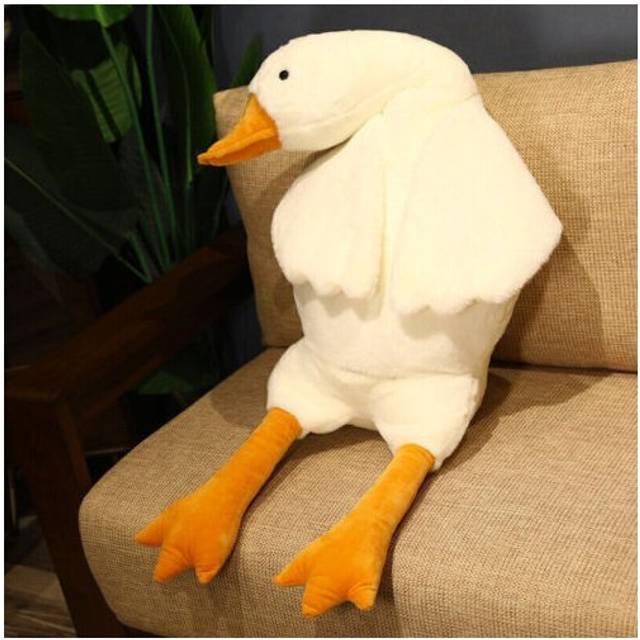 (  90CM) Large White Goose Plush Stuffed Animal Toy Children's Soft Sleep Cushion Gift