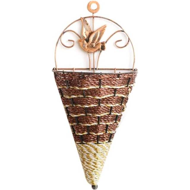 Natural Wicker Flower Basket Wall Hanging Pot Planter Rattan Vase Basket for Garden Home Decoration