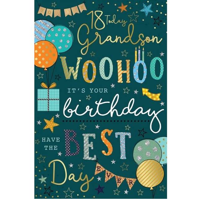 Grandson's 18th Birthday Card - Woohoo Best Day Ever!