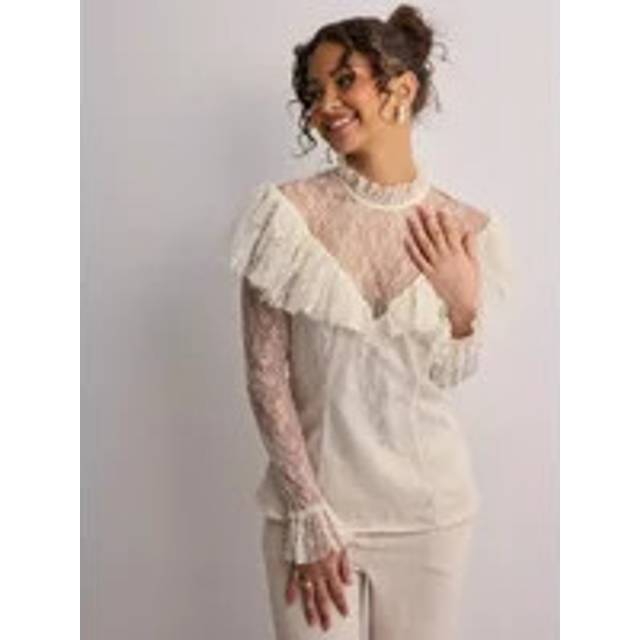 MALINA Joelle Polo Neck Lace Top |Kräm |L