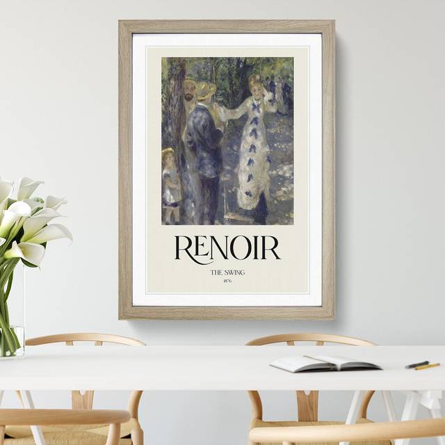 The Swing by Pierre-Auguste Renoir - Picture Frame Painting - Oak Framed (65cm H x 48cm W x 2cm D)