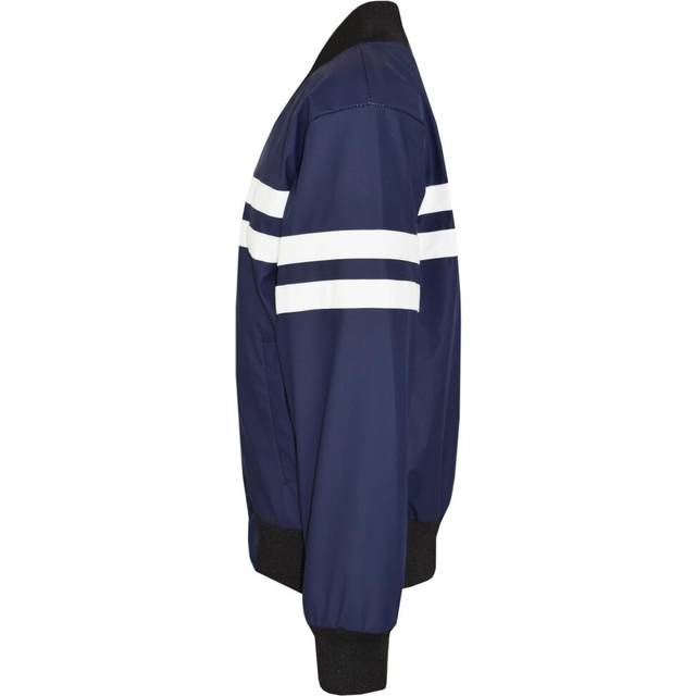 (13 Years, Navy) Kids Boys Girls Jackets Contrast Striped PU Bomber Varsity School Top Biker Coat