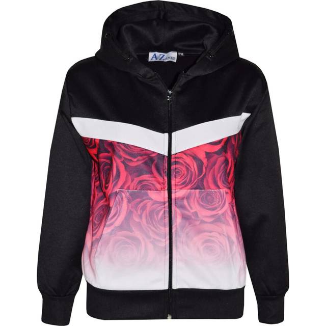 (13 Years, Black) Kids Boys Girls Tracksuit 3D Red Roses Fade Two Tone Hooded Top Bottom Jog Suits