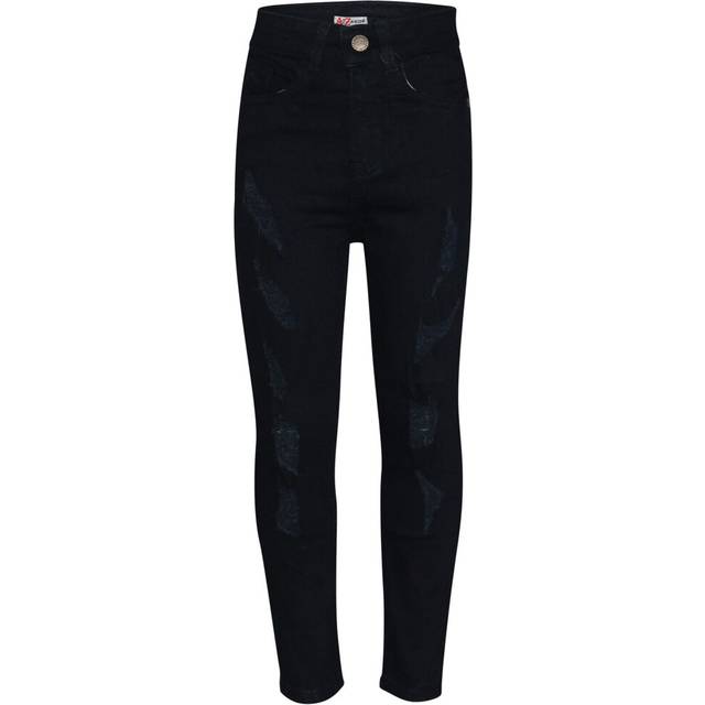 (13-14 Years) Boy Jeans Ripped Jet Black Denim Skinny Pants