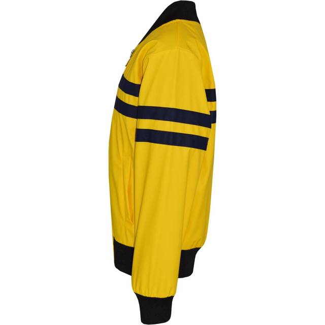 (9-10 Years) Kids Girls Jackets Contrast Striped Mustard PU Bomber Varsity School Bikers Coat
