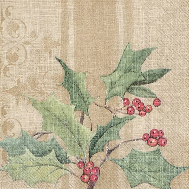 (Lunch) IHR Christmas Holly 3Ply Paper Napkins Serviettes