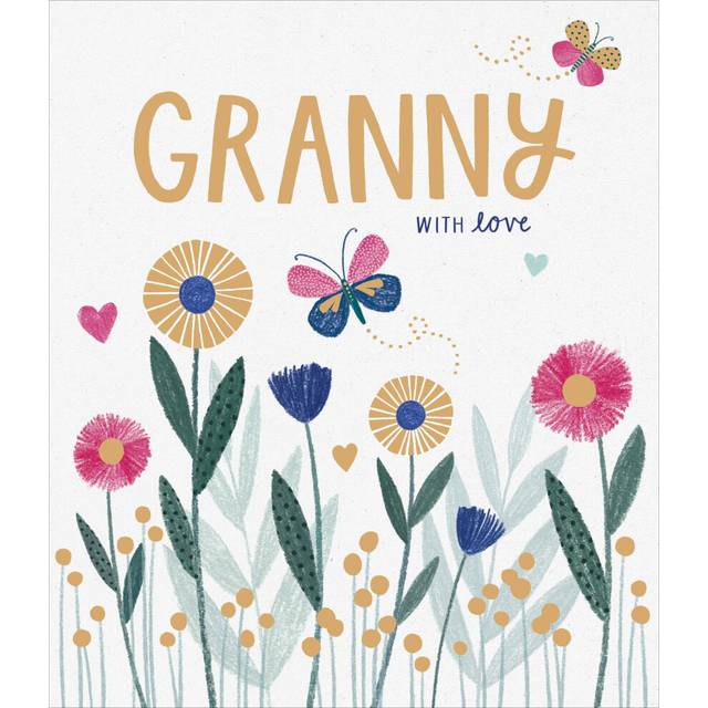 Granny With Love Flowers Birthday Greeting Card Foiled Greetings Cards