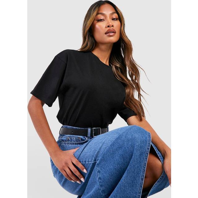 Womens Basic Oversized T-Shirt - Black - 14