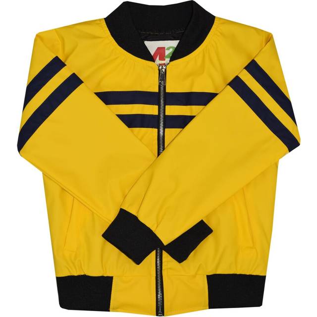 (11-12 Years, Mustard) Kids Boys Girls Jackets Contrast Striped PU Bomber Varsity School Top Biker Coat