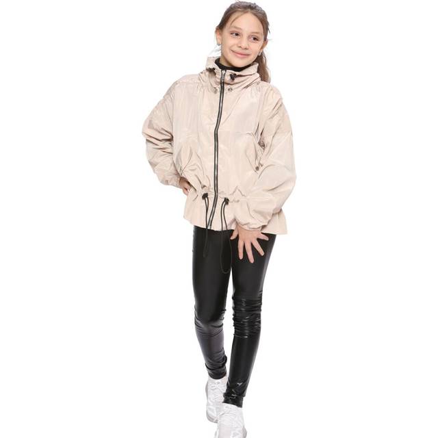 (9-10 Years, Stone) Girls Windbreaker Shower Proof Jacket Stylish 5-13